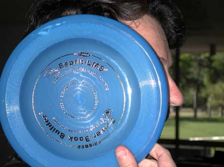 Lee Jay Karns shows his Esprit LMS / Power Book Builder frisbee