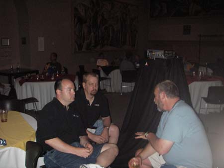 Charley Delaney and Tim Barham listen to Peter Jackson's latest idea. Photo courtesy of Michael Ormes.