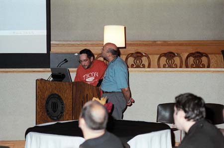 Lee Jay Karns and Mauro Rech present their well-received Hack Ack entry. Photo courtesy of Steve Stacy