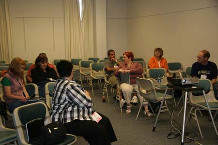 The group introduces themselves at a preconference session.